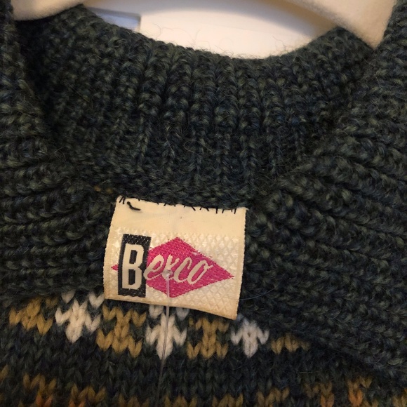 Vintage knit wool sweater dress, dark green - Picture 5 of 12